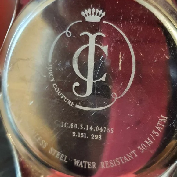 Juicy Couture #JC.80.3.14.0475S Silver/Pink Rhinestone Silicone Women's Watch - Picture 5 of 5